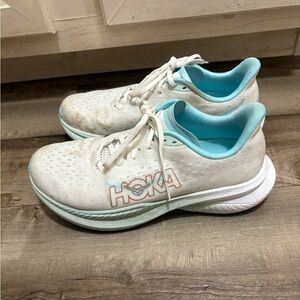 Hoka Women's White and Teal Athletic Shoes